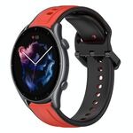 Per Amazfit 3 22mm Convex Loop Cinturino in silicone bicolore (rosso + nero)