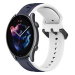 Per Amazfit 3 22mm Convex Loop cinturino in silicone bicolore (blu notte + bianco)