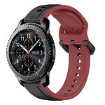 Per Samsung Gear S3 Frontier 22mm Convex Loop Cinturino in silicone bicolore (nero + rosso)