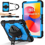 Per Huawei MatePad SE 11 2024 Custodia per tablet PC ibrida in silicone con robot a contrasto di colore (nero blu)