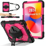 Per Huawei MatePad SE 11 2024 Custodia per tablet PC ibrida in silicone con robot a contrasto di colore (nero, rosa, rosso)