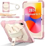Per Huawei MatePad SE 11 2024 Custodia per tablet PC ibrida in silicone con robot a contrasto di colore (oro rosa beige)