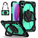 Per Xiaomi Poco Pad 12.1 Custodia per tablet PC ibrida in silicone con robot a contrasto di colore (nero verde menta)