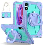 Per Xiaomi Poco Pad 12.1 Custodia per tablet PC ibrido in silicone con robot a contrasto (viola, verde menta)