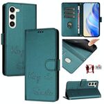 Per Samsung Galaxy S23+ 5G Smile Embossing RFID Custodia in pelle per telefono (verde pavone)