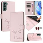 Per Samsung Galaxy S22+ 5G Smile Embossing RFID Custodia in pelle per telefono (rosa)