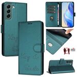 Per Samsung Galaxy S22+ 5G Smile Embossing RFID Custodia in pelle per telefono (verde pavone)