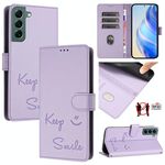 Per Samsung Galaxy S22+ 5G Smile Embossing RFID Custodia in pelle per telefono (viola chiaro)