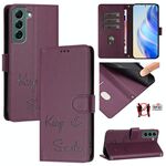 Per Samsung Galaxy S22+ 5G Smile Embossing RFID Custodia in pelle per telefono (viola)