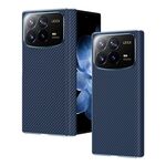 Per Xiaomi MIX Fold 4 Custodia pieghevole per telefono con motivo in fibra di carbonio elettrolitica con cerniera (blu)