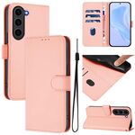 Per Samsung Galaxy S23 FE 5G Custodia in pelle tinta unita con cordino (rosa)