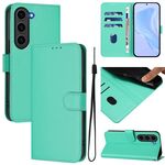 Per Samsung Galaxy S23 FE 5G Custodia in pelle tinta unita con cordino (verde)