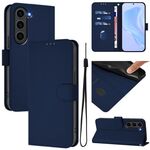 Per Samsung Galaxy S23 FE 5G Custodia in pelle tinta unita con cordino (blu navy)