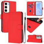 Per Samsung Galaxy S23 5G Custodia in pelle tinta unita con cordino (rosso)