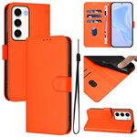 Per Samsung Galaxy S23 5G Custodia in pelle tinta unita con cordino (arancione)