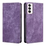 Per OPPO Reno12 5G Global RFID Anti-theft Brush Custodia magnetica in pelle per telefono (viola)