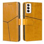 Per OPPO Reno12 5G Custodia per telefono in pelle con cuciture geometriche globali (giallo)