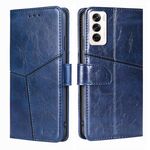 Per OPPO Reno12 5G Custodia per telefono in pelle con cuciture geometriche globali (blu)