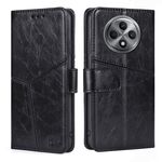 Per OPPO Reno12 F 5G Custodia in pelle con cuciture geometriche (nero)