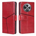 Per OPPO Reno12 F 5G Custodia in pelle con cuciture geometriche (rosso)