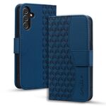 Per Samsung Galaxy S24 5G Custodia in pelle con fibbia a diamante e cordino (blu reale)