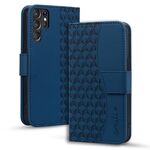 Per Samsung Galaxy S24 Ultra 5G Custodia in pelle con fibbia a diamante e cordino (blu reale)
