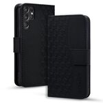 Per Samsung Galaxy S24 Ultra 5G Custodia in pelle con fibbia a diamante e cordino (nero)