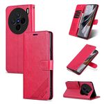 Per vivo X200 AZNS Custodia in pelle con texture in pelle di pecora (rossa)