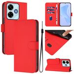 Per Redmi 13 4G Global / 13 5G Global Custodia in pelle tinta unita con cordino (rosso)