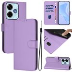 Per Redmi 13 4G Global / 13 5G Global Custodia in pelle tinta unita con cordino (viola lavanda)