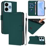 Per Redmi 13 4G Global / 13 5G Global Custodia in pelle tinta unita con cordino (verde scuro)