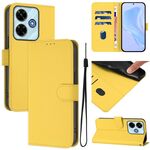 Per Redmi 13 4G Global / 13 5G Global Custodia in pelle tinta unita con cordino (giallo limone)