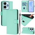 Per Redmi 13 4G Global / 13 5G Global Custodia in pelle tinta unita con cordino (verde menta)