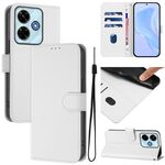 Per Redmi 13 4G Global / 13 5G Global Custodia in pelle tinta unita con cordino (bianco)