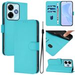 Per Redmi 13 4G Global / 13 5G Global Custodia in pelle tinta unita con cordino (Lake Blue)