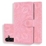 Per Samsung Galaxy S24+ 5G Custodia per telefono in pelle di vitello con stampa mandala a doppia piega (rosa)