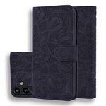 Per Samsung Galaxy S23 FE 5G Custodia per telefono in pelle di vitello con stampa mandala a doppia piega (nera)