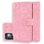 Per Samsung Galaxy S24 Ultra 5G Custodia per telefono in pelle di vitello con stampa mandala a doppia piega (rosa)