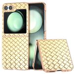 Per Samsung Galaxy Z Flip6 Custodia per telefono in PU con struttura elettrolitica e trama intrecciata (oro)