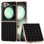 Per Samsung Galaxy Z Flip6 Custodia per telefono in PU con struttura in tessuto elettrolitico (nero)