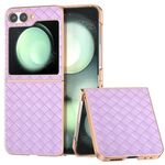 Per Samsung Galaxy Z Flip6 Custodia per telefono in PU con struttura elettrolitica e trama intrecciata (viola)