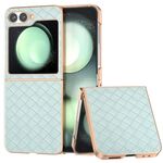 Per Samsung Galaxy Z Flip6 Custodia per telefono in PU con struttura in tessuto elettrolitico (verde chiaro)