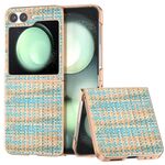 Per Samsung Galaxy Z Flip6 Custodia per telefono in PU con struttura a reticolo colorato e placcata (blu)