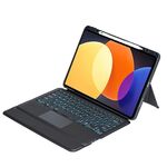 Per Xiaomi Pad 5 12.4 Custodia in pelle con tastiera Bluetooth retroilluminata staccabile con touchpad (nero)
