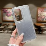 Per OPPO Reno12 5G Custodia per telefono a copertura totale in TPU + PC + carta glitterata globale (grigio)
