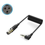 Cavo adattatore audio stereo a spirale per microfono per telecamera PC da 3,5 mm TRS Mini XLR femmina a 3 pin, lunghezza: 0,5 m (nero)