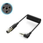 Cavo adattatore audio stereo a spirale per microfono per telecamera PC da 3,5 mm TRS a 4 pin XLR femmina, lunghezza: 0,5 m (nero)