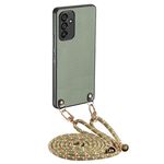 Per Samsung Galaxy S24+ 5G Custodia per telefono con cover posteriore in pelle con trama in fibra di carbonio e tracolla (verde)