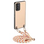 Per Samsung Galaxy S24+ 5G Custodia per telefono con cover posteriore in pelle con trama in fibra di carbonio e tracolla (cachi)