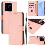 Per Xiaomi 14 Custodia in pelle tinta unita con cordino (rosa)